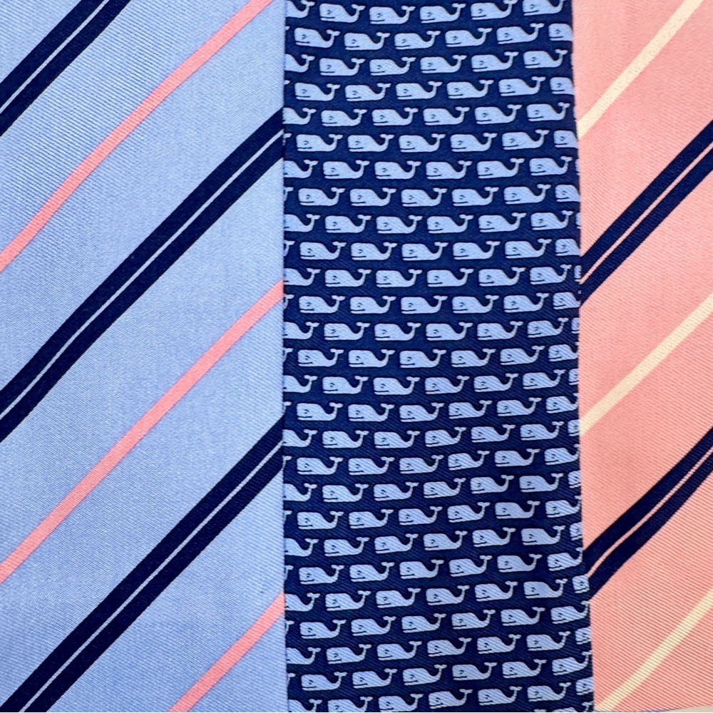 Vineyard Vines Silk Skirt Tie Gal Patchwork Mini Blue Pink Striped Nautical SZ 6 - Picture 6 of 14